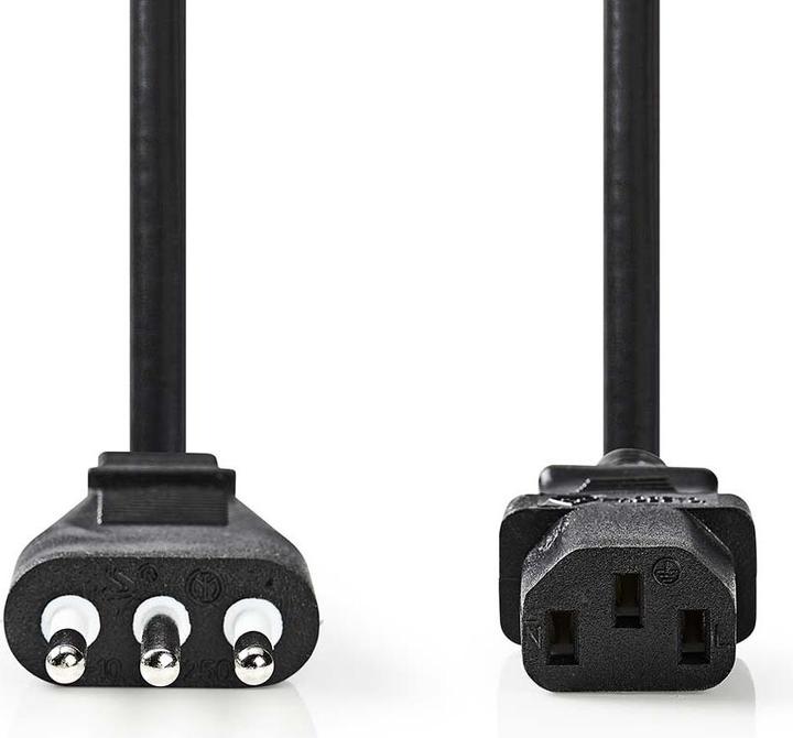 Produktbild Nedis Stromkabel | Italien Stecker | IEC-320-C13 | Gerade | Gerade | Vernickelt | 2.00 m | Rund | PV (2 m)