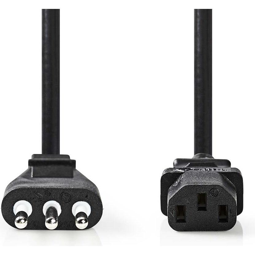 Thumbnail - Nedis Stromkabel Italien Stecker IEC-320-C13 Gerade Gerade Vernickelt 2.00 m Rund PV (2 m), Stromkabel