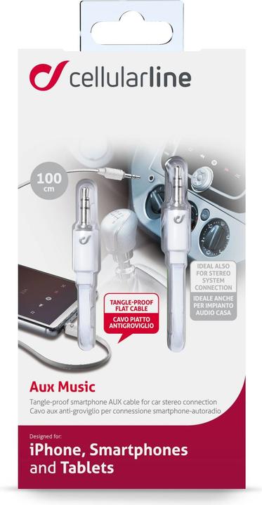 Produktbild Cellularline Aux Music - Universal Jack 3.5mm (1 m, 3.5mm Klinke (AUX))