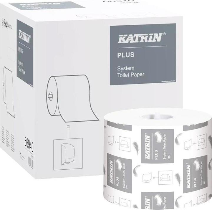Image du produit Katrin Papier hygiénique Plus System, 2-lg, blanc, 800 feuilles, pour le distributeur de papier hygiénique (1 x)
