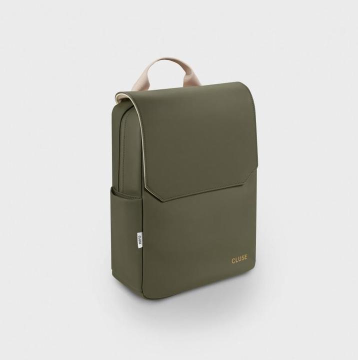 Actual product image Cluse Nuitée Petite Backpack, Dark Green Beige, Gold Colour (6.80 l)