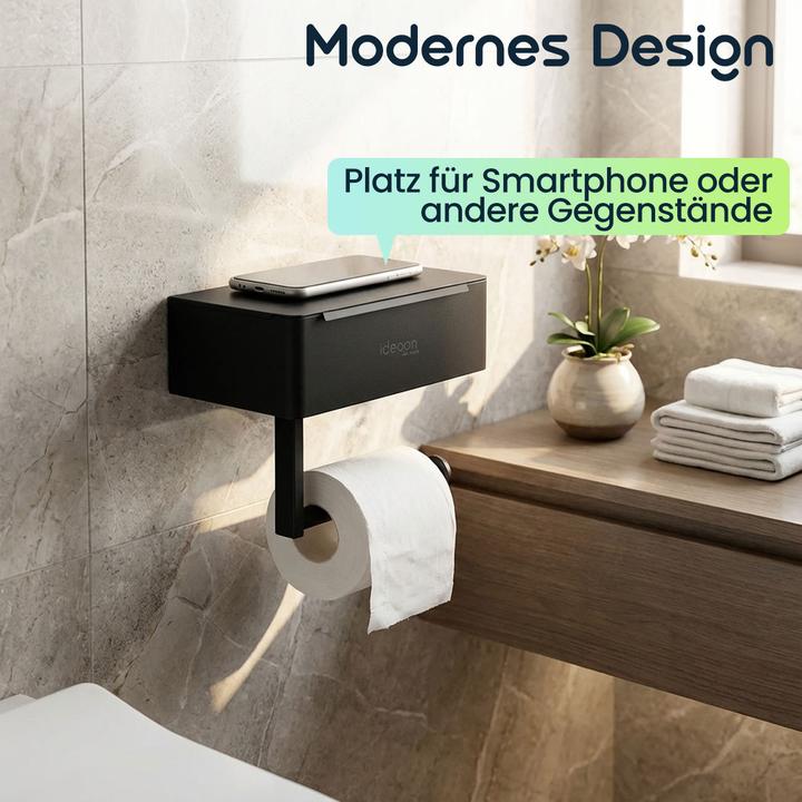 Image du produit Ideoon Support de papier toilette avec boîte pour lingettes humides et support pour téléphone portable