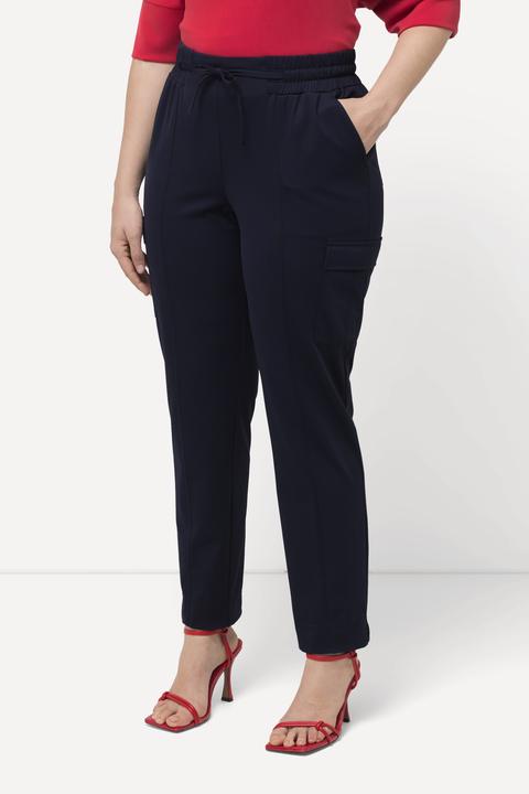 Image du produit Ulla Popken Pantalon cargo, poches, taille élastique et bas de jambe fendu (52)