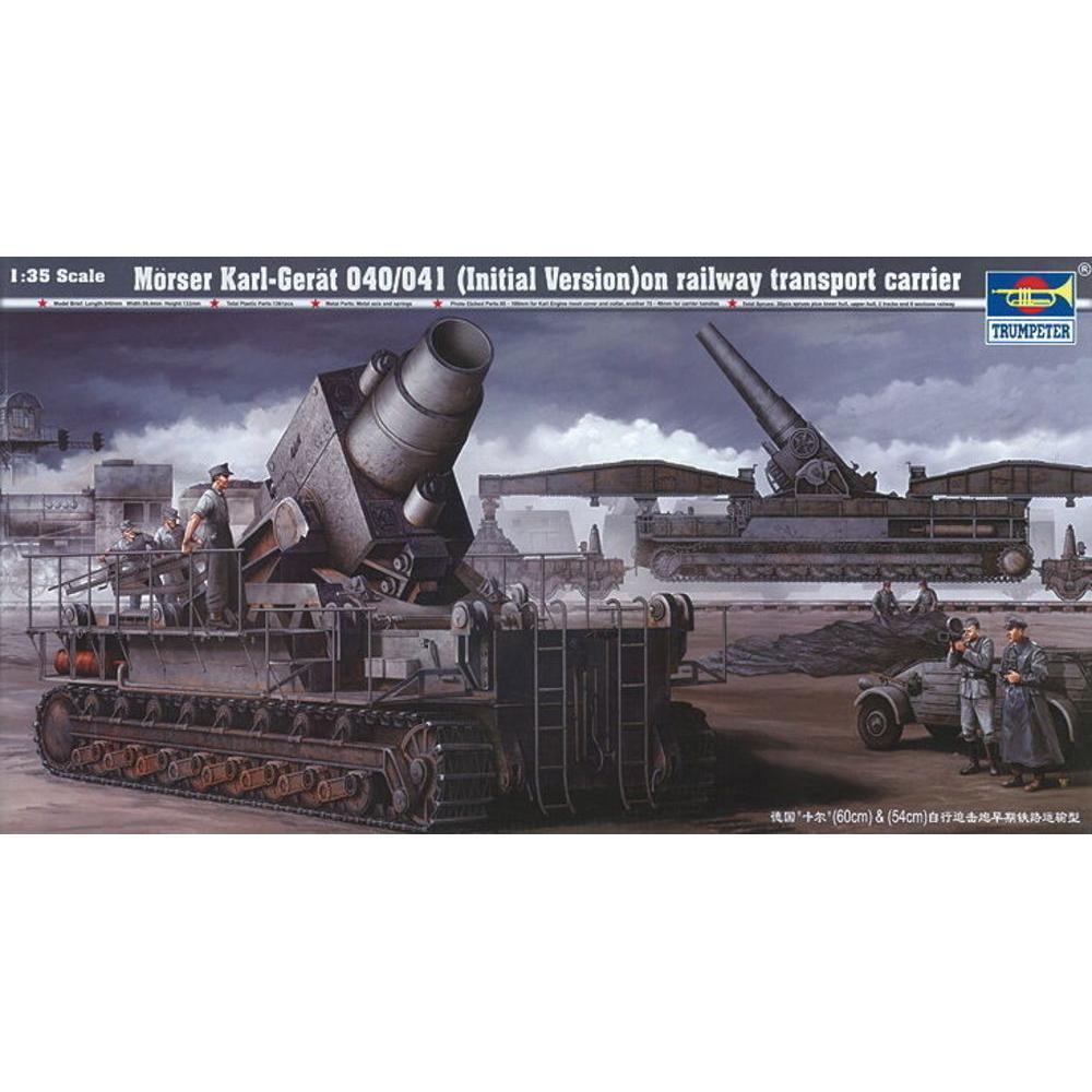 Trumpeter Mörser Karl Gerät 040/041 auf Eisenbahn-Transport-Trailer