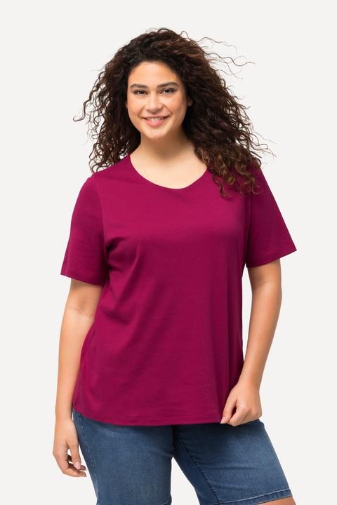 Immagine prodotto Ulla Popken Maglia aderente con davanti doppio, scollo a girocollo e mezze maniche (62)