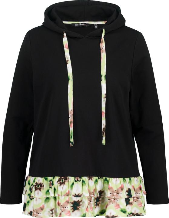 Actual product image Ulla Popken Ruffle Hem A-line Fit Hooded Sweatshirt (50, 52)