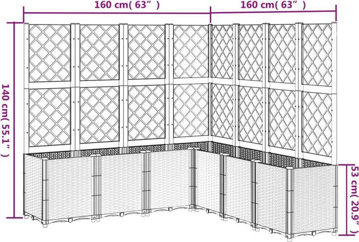Image du produit vidaXL Bac à plantes avec treillis PP