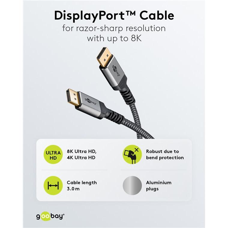 Thumbnail - Goobay DisplayPort – DisplayPort (3 m, DisplayPort), Video Kabel
