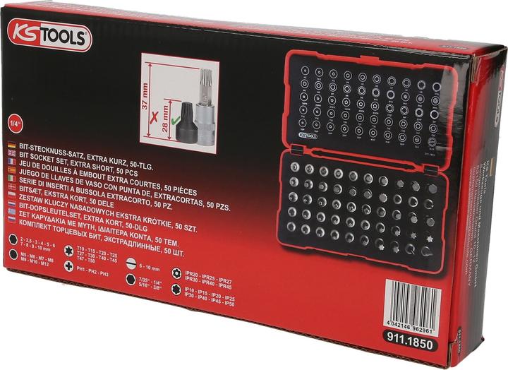 Produktbild KS Tools 1/4" Bit-Stecknuss-Satz extra kurz 50-tlg 911.1850 Bit-Set