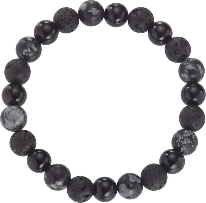 Actual product image Bijouteria Bracelet (17 cm, Lava stone, Agate, Plastic, Snowflake obsidian)