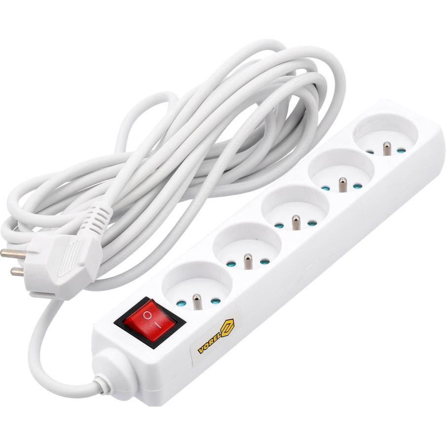 Thumbnail - Toya, Steckdosenleiste, VOREL PRZEDŁUŻACZ BIAŁY 5 GNIAZD 5,0m Z UZIEMIENIEM, WYŁĄCZNIK 72534