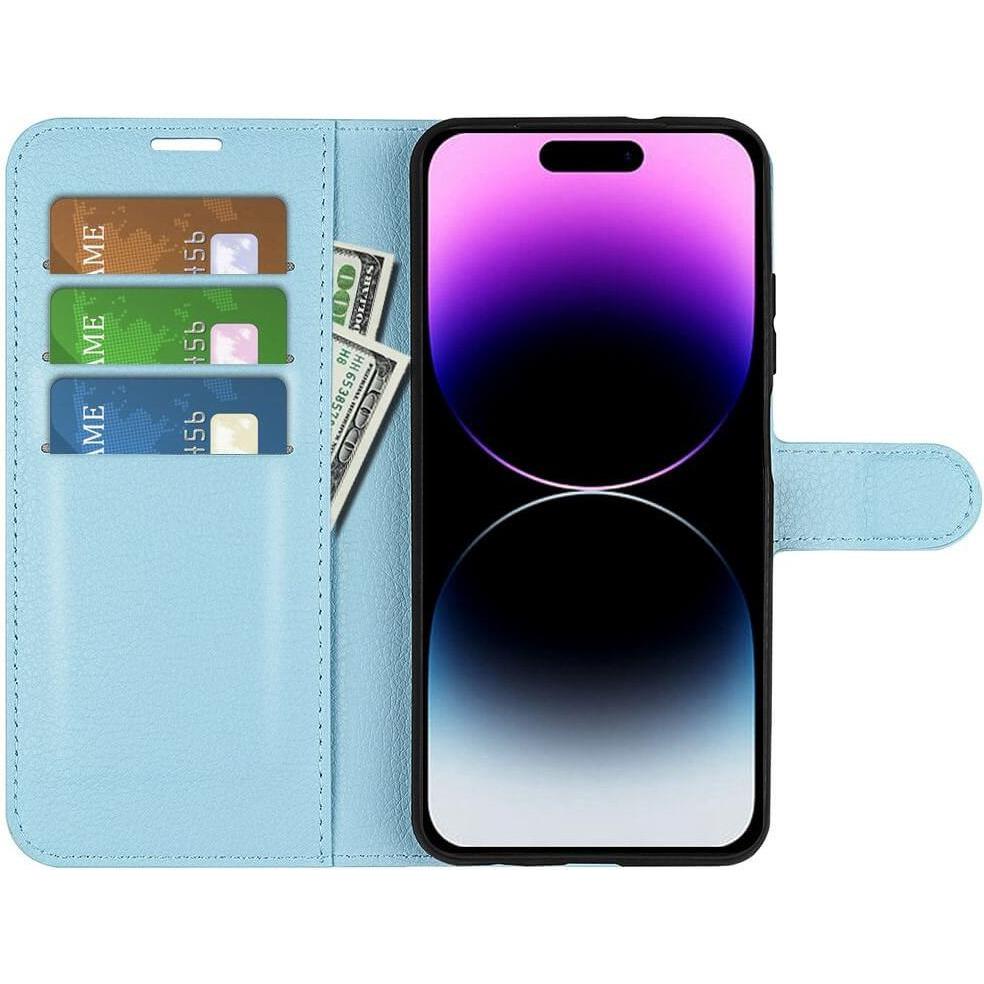 Thumbnail - Cover-Discount iPhone 15 Pro Max - Leder Etui Hülle blau (Apple iPhone 15 Pro Max), Smartphone Hülle, Blau