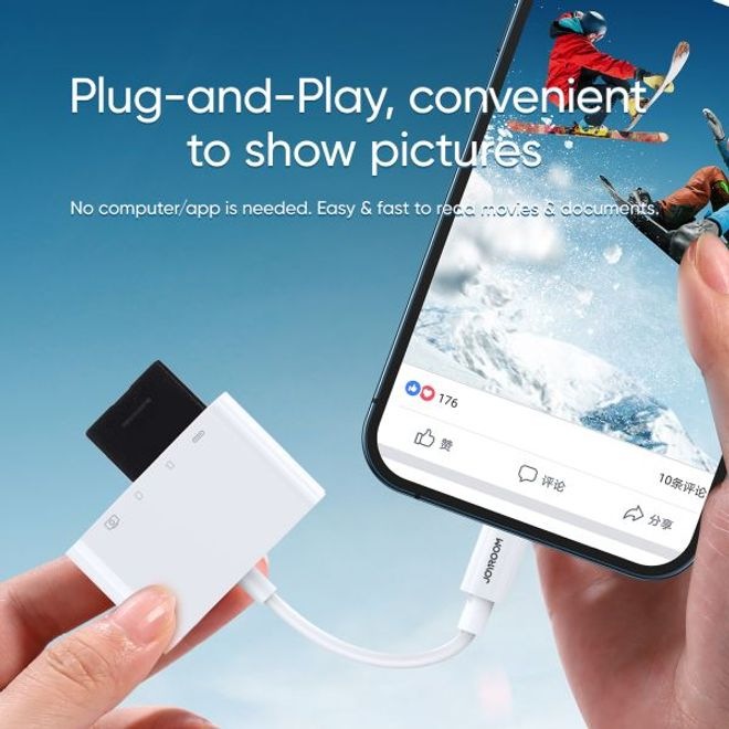 Produktbild Joyroom Lightning to USB OTG Card Reader (Lightning, USB-A, USB Typ C, SD Karte)