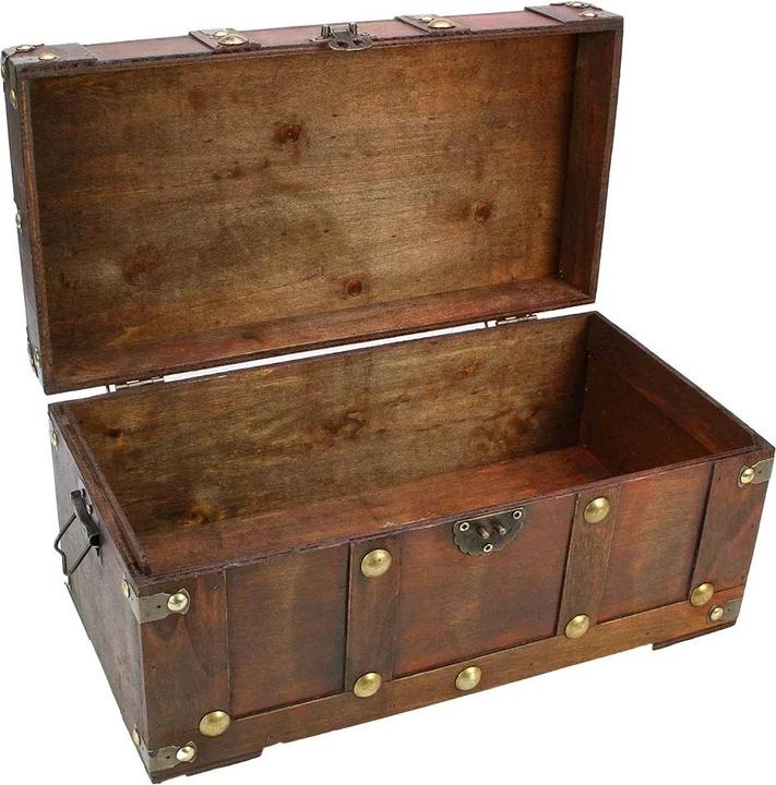 Actual product image Safe Wooden treasure chest (35 x 16 x 18 cm)