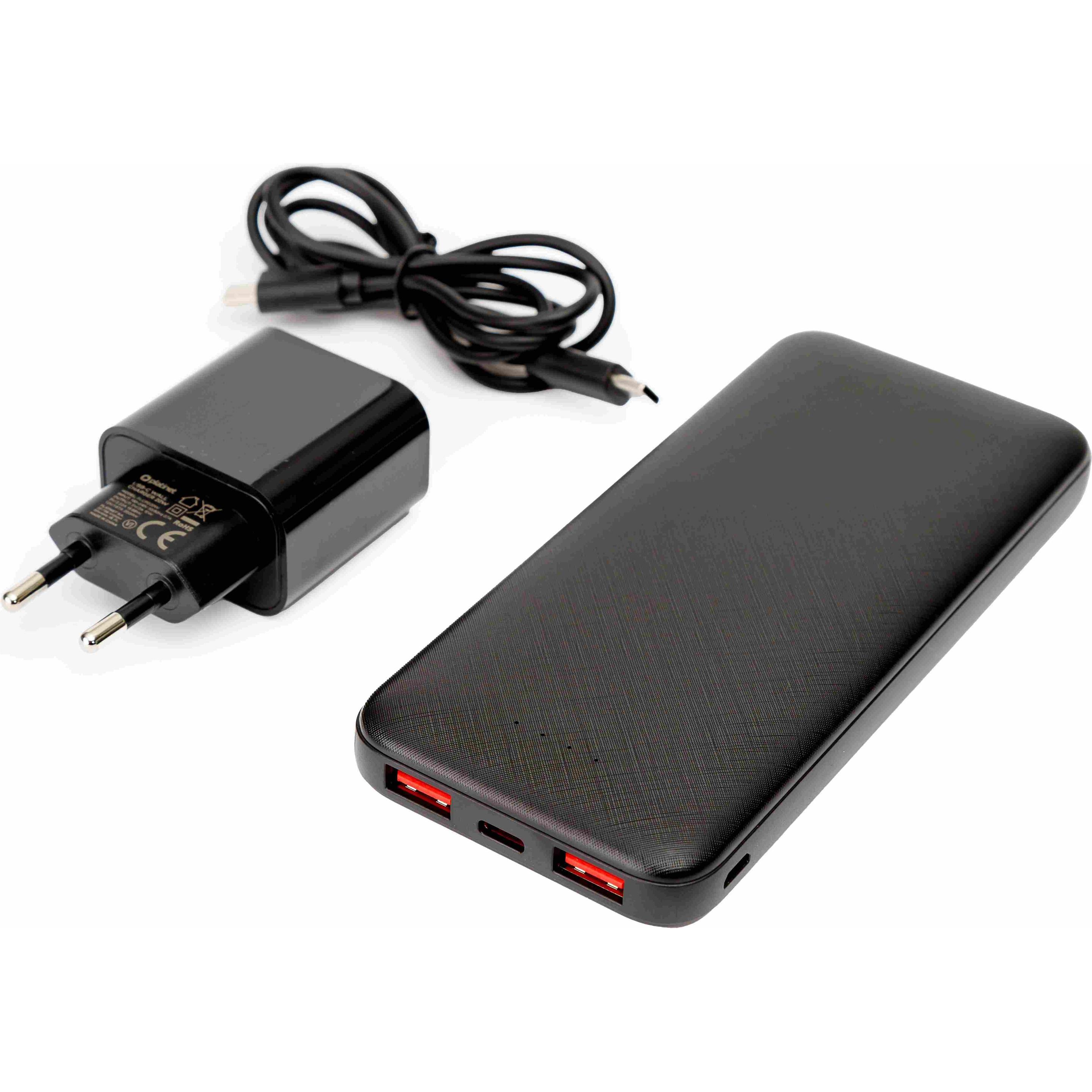 Platinet SET 3v1 Powerbanka 10000 mAh + Nabíječka 20W Power Delivery, cavo USB-C 1m, černá, Powerbank, Nero