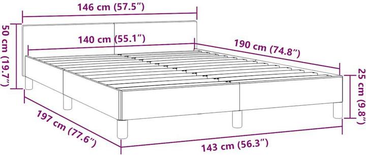 Image du produit vidaXL Bettgestell mit Kopfteil (140 x 190 cm)