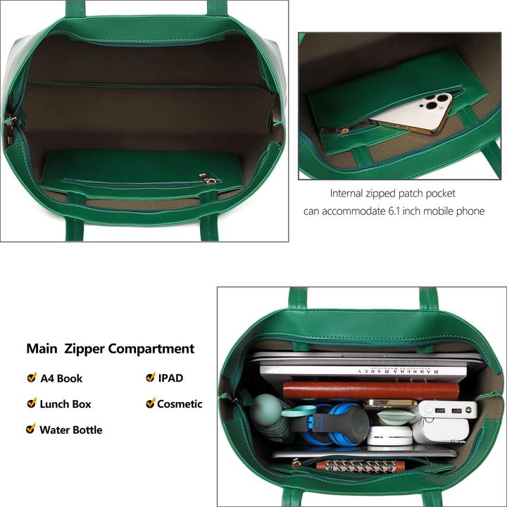 Produktbild Only-Bags.Store Henkeltaschen, einfache Handtaschen PU Leder Shopper Tasche für Arbeit, Schule, Einkaufen mit