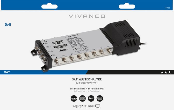 Image du produit Vivanco Commutateur multiple SAT 5/8 numérique (Multi commutateur)