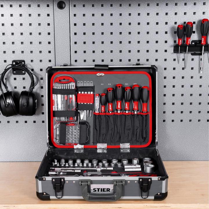 Image du produit Stier Jeu de 144 outils universels dans une valise en aluminium (144 pièces)