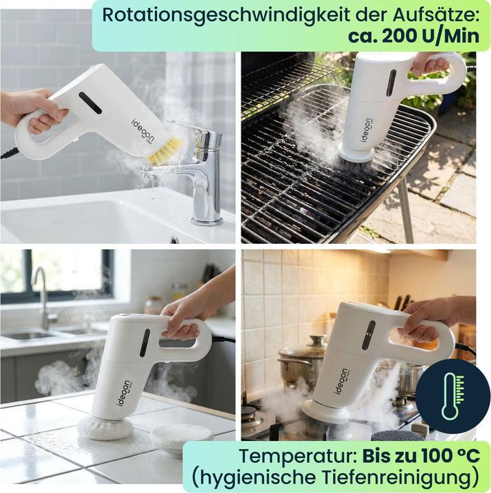 Produktbild Ideoon Profi 3in1 Dampfreiniger & Boden-Dampfbesen: 1200W Handgerät (1200 W)