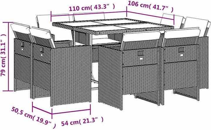 Actual product image vidaXL Garten Essgruppe (110 x 106 x 73 cm)