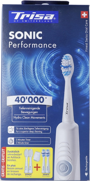 Actual product image Trisa Sonic Performance Schallzahnbürste Promo mit 5 Refils (Sonic toothbrush)