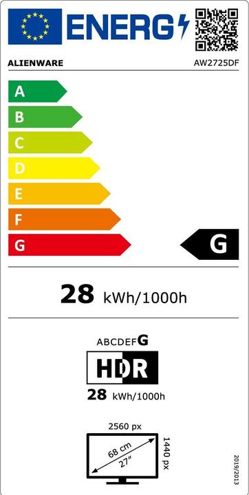 Energie-Label Dell Alienware AW2725DF (2560 x 1440 Pixel, 26.70")