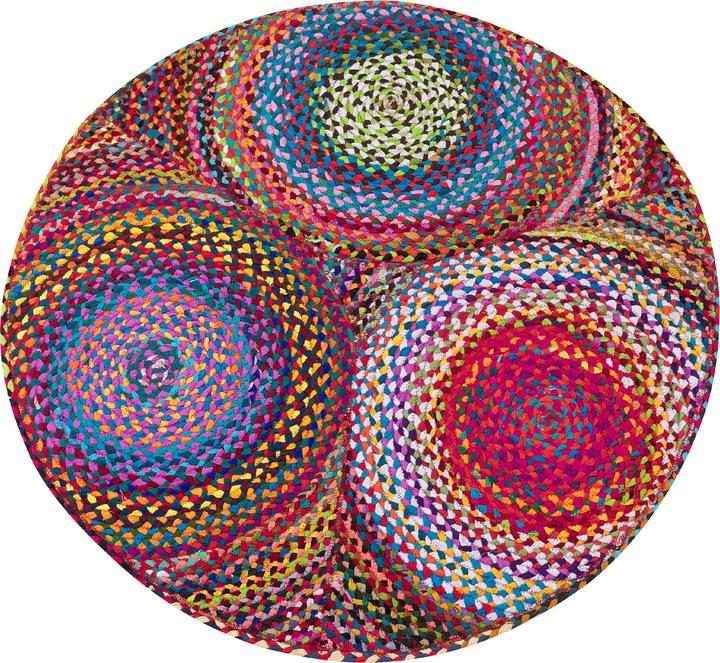 Produktbild Beliani Teppich Baumwolle bunt ⌀ 140 cm geometrisches Muster Kurzflor LADIK (140 x 140 cm)