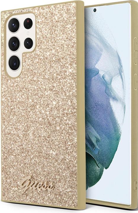 Actual product image Guess Glitter Script Case for Samsung Galaxy S23 Ultra - pink (Samsung Galaxy S23 Ultra)