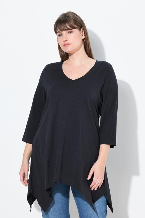 Produktbild Ulla Popken Shirt, Zipfelsaum, V-Ausschnitt, 3/4-Arm (50, 52)