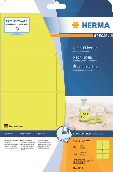 Produktbild HERMA Neon Etiketten A4