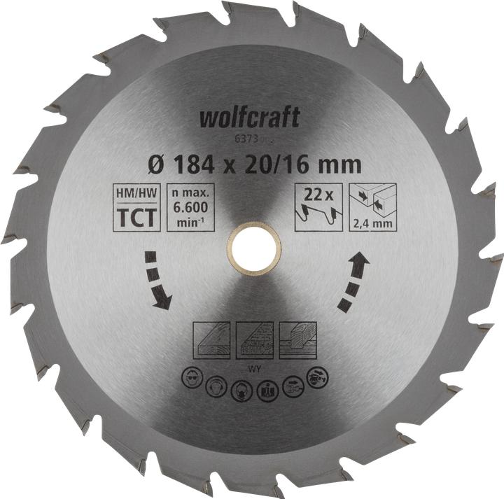 Produktbild wolfcraft 1 Kreissägeblatt HM, 22 Zähne ø184mm