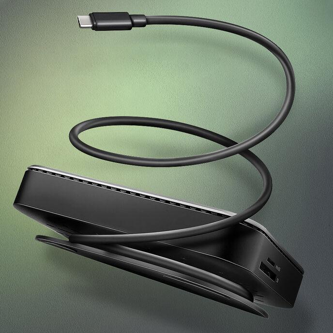 Produktbild Axagon HMC-UFO USB-C Hub, M.2 SATA/NVMe, 1 Gbit/s Ethernet, 384 kHz Audio - schwarz/silber (USB-C, 1 Port)