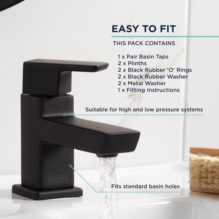 Image du produit Bristan Robinetterie de lavabo moderne noire avec garantie prolongée et service client primé
