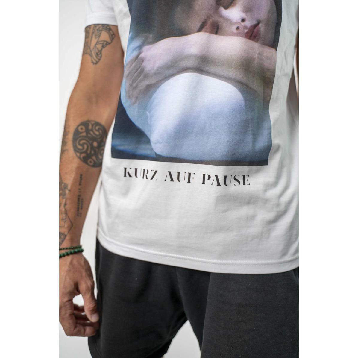 jan SEVEN dettwyler, Herren, Shirt, Kurz auf Stop Shirt weiss (Unisex), Weiss, (M)