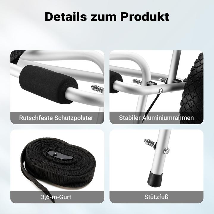 Actual product image Wiltec Kayak Canoe trolley cart carrier aluminium folding max 68kg (1 pers.)