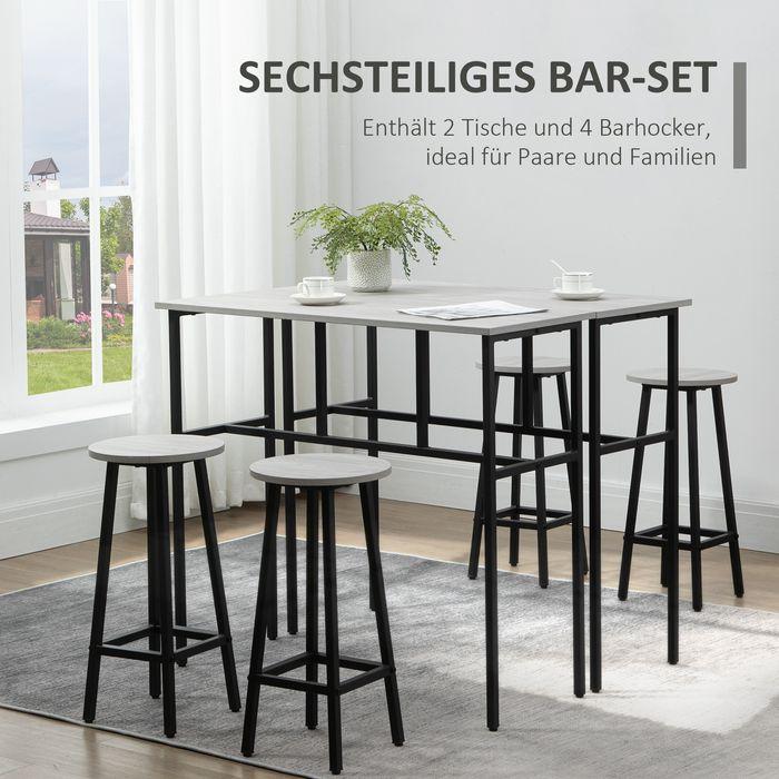Produktbild Swisshandel24 Bartisch-Set, 6-teilig, Industrial Design, Spanholz Stahl Grau+Schwarz