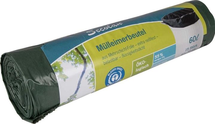 Produktbild Secolan Müllbeutel 60,0 l grün 30,0 µm, 15 St. (15 x, 60 l)