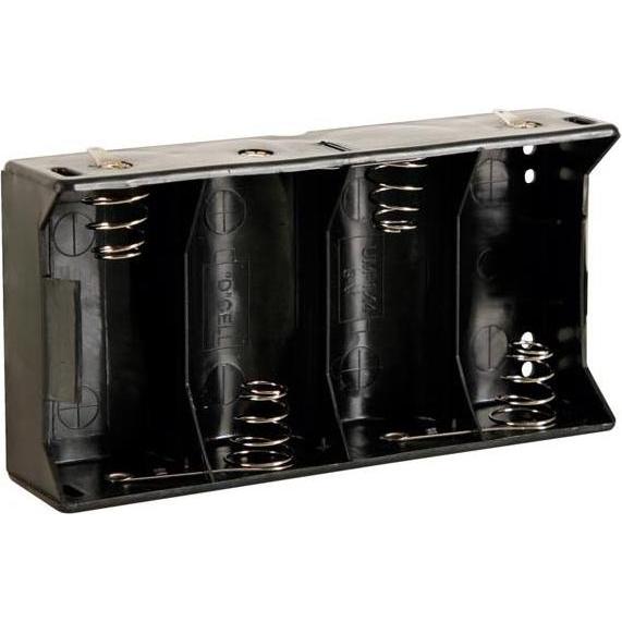 5x Velleman Batteriehalter Für 4 x D-Batterien (Mit Lötfahnen), Batterie Zubehör, Schwarz