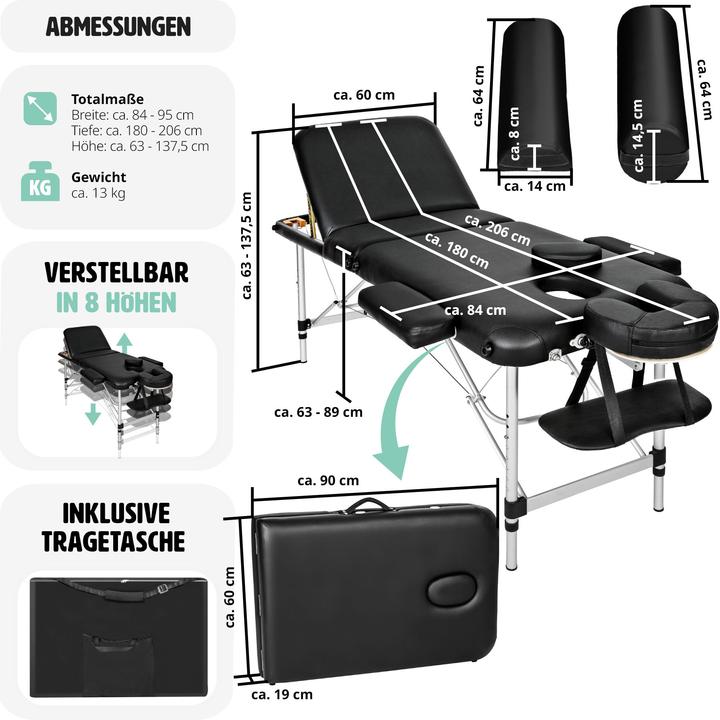 Actual product image tectake Massage table 3 zone with carry back and bolsters