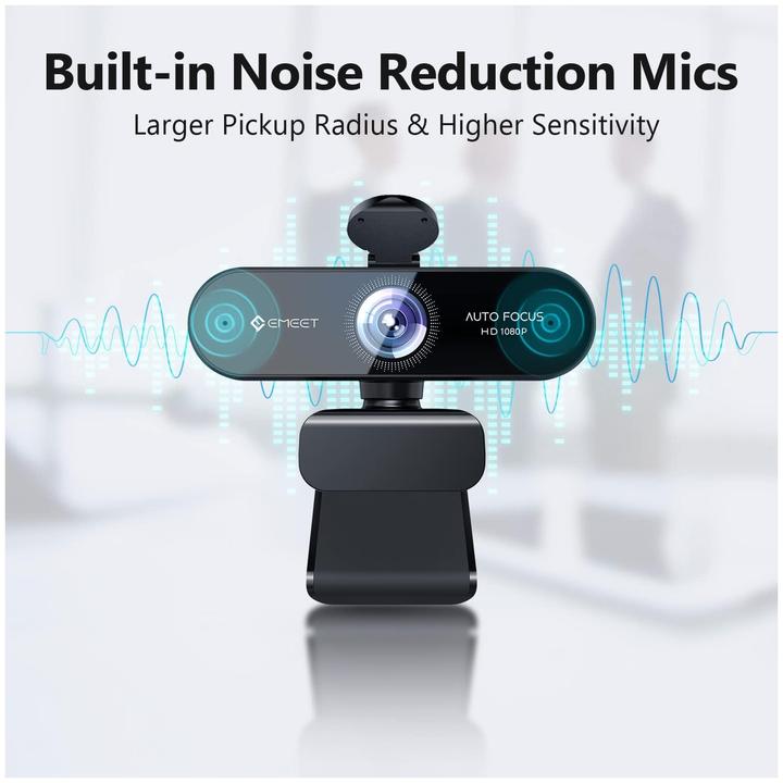 Productafbeelding EMeet Nova Webcam Full HD 1080P με Autofocus,Κάλυμμα και Διπλά Μικρόφωνα για Βιντεοκλήσεις