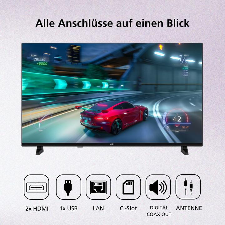Produktbild JVC Fernseher 40 Zoll Smart TV VIDAA Full HD HDR Fernseher mit Triple-Tuner, LED TV LT-40VDF2555 (40", LCD, LED, Full HD)