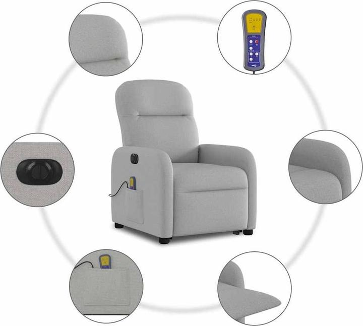 Immagine prodotto vidaXL Poltrona massaggiante con ausilio per la posizione eretta elettrica in tessuto grigio nuvola