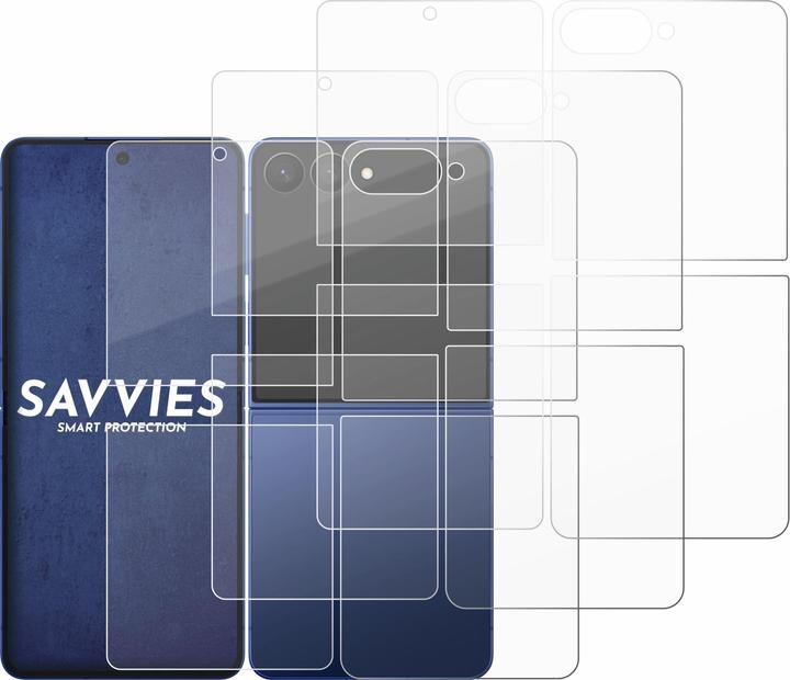Actual product image Savvies 3x Smart Glass - 9H Hybrid Glass Screen Protector for Samsung Galaxy Z Flip 7 (Front+Back) (3 pcs., Samsung Galaxy Z Flip7)