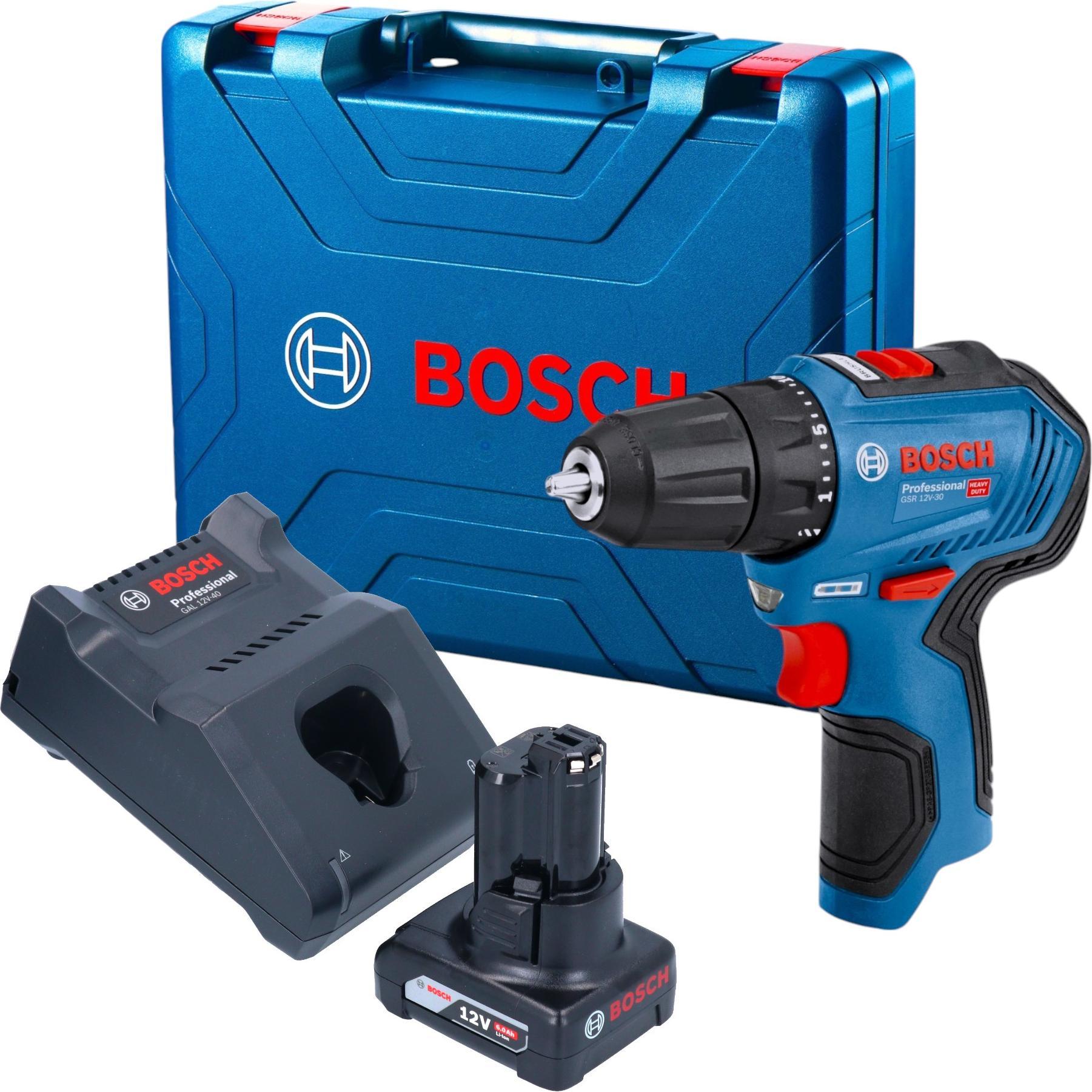 Bosch Professional, Bohrmaschine + Akkuschrauber, Bosch GSR 12V-30 Professional Akku Bohrschrauber 12 V 30 Nm Brushless ...