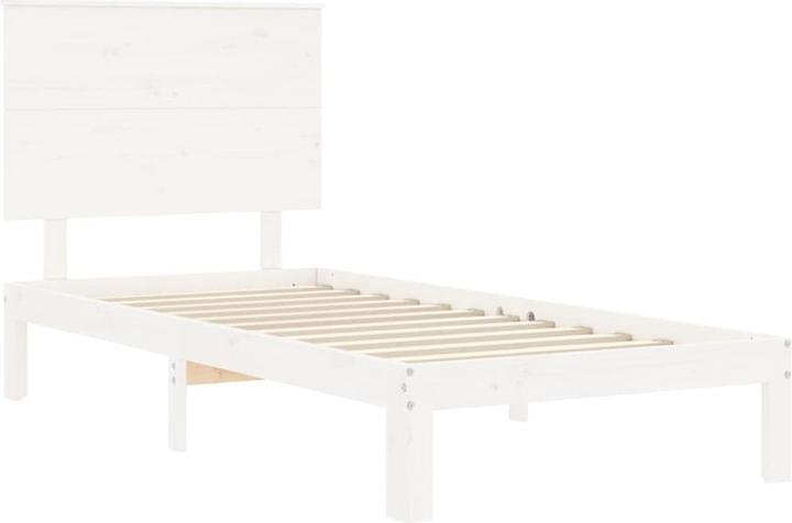 Image du produit vidaXL Massivholzbett mit Kopfteil Weiss 4FT6 Double (135 x 190 cm)