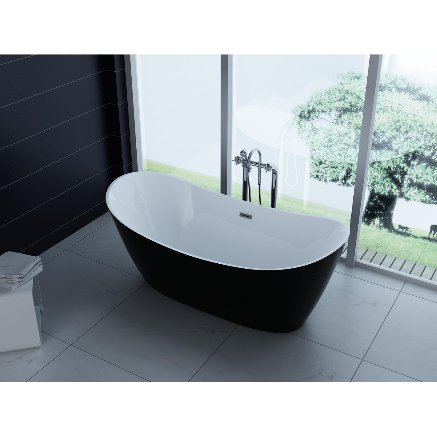 PureHaven, Badewanne, freistehende Acryl-Badewanne 170x80 cm elegant inkl. Siphon Überlaufschutz leicht zu pfleg (200 l,...