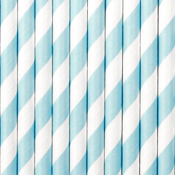 Produktbild Partydeco Papierhalme mit türkisfarbenen Streifen (10 Stck.) (10 x)