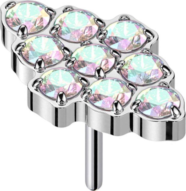 Image du produit Star Piercing Threadless diamant argent cristaux multicolores (sans laiton, Titane)