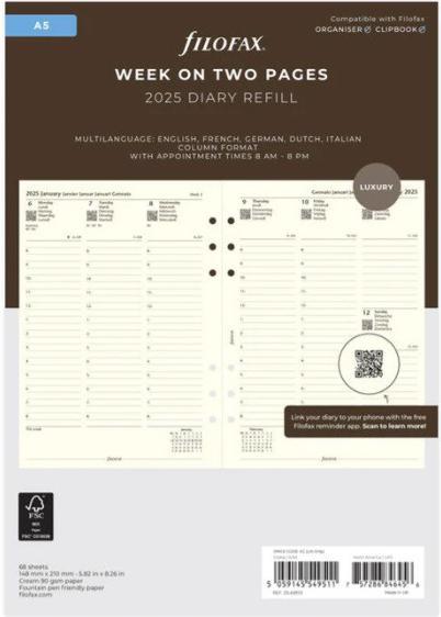 Actual product image Filofax A5 1W/2S.CREAM 4LANGUAGE (A5)